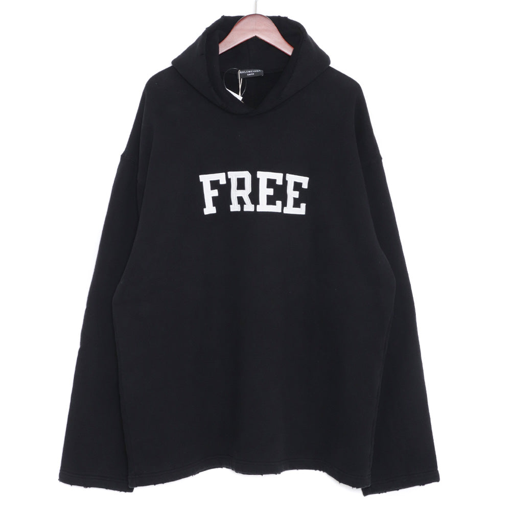 Balenciaga 21AW Free Embroidered Hoodie Black Size XS