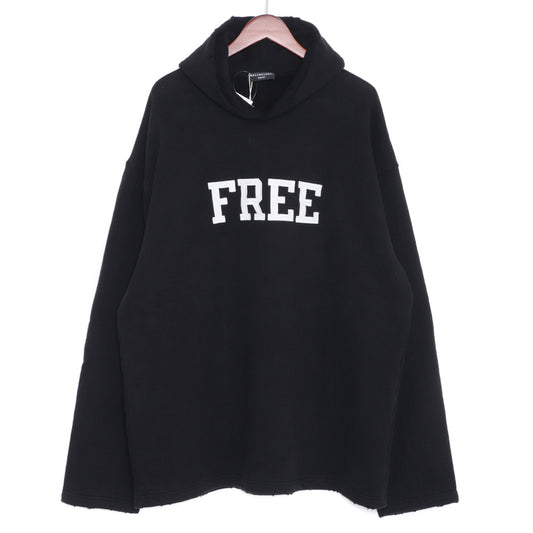 Balenciaga 21AW Free Embroidered Hoodie Black Size XS