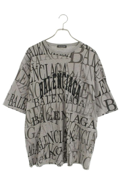 Balenciaga Logo Embroidered All-Over Print T-Shirt Gray x Black Size XL