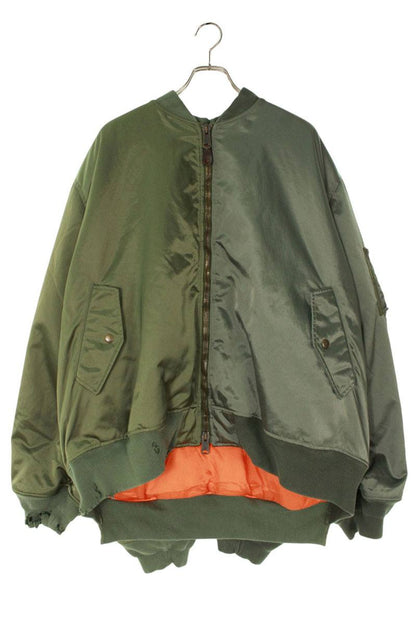 BALENCIAGA Double Sleeve Bomber Jacket Green Size XL