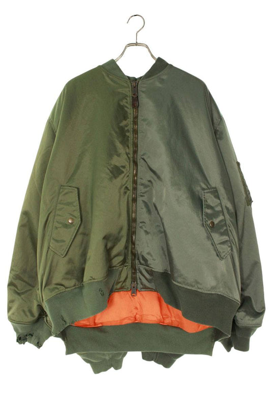 BALENCIAGA Double Sleeve Bomber Jacket Green Size XL