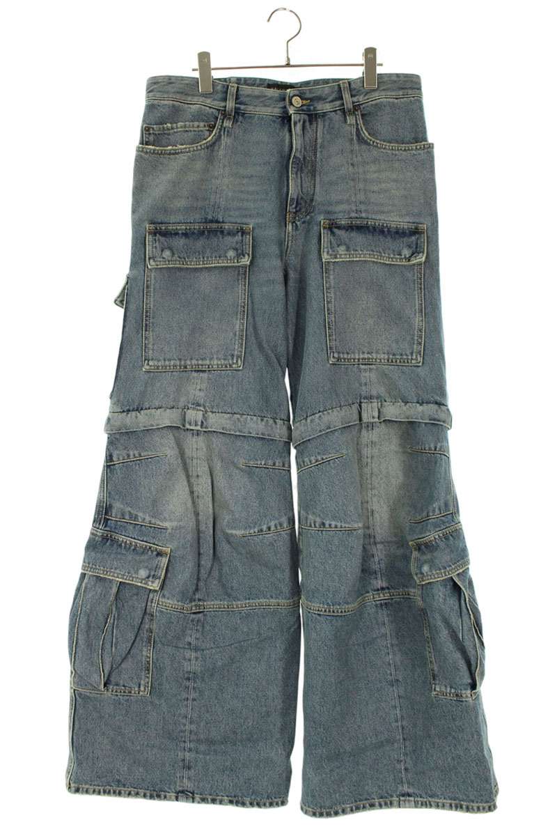 BALENCIAGA Flare Cargo Denim Pants Indigo Blue Size 30