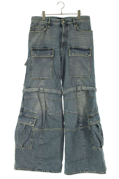 BALENCIAGA Flare Cargo Denim Pants Indigo Blue Size 30