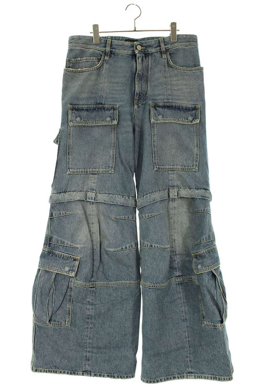 BALENCIAGA Flare Cargo Denim Pants Indigo Blue Size 30