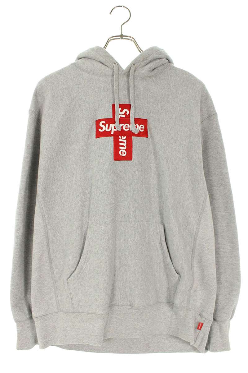 Supreme 20AW Cross Box Logo Hooded Sweatshirt Gray Size M