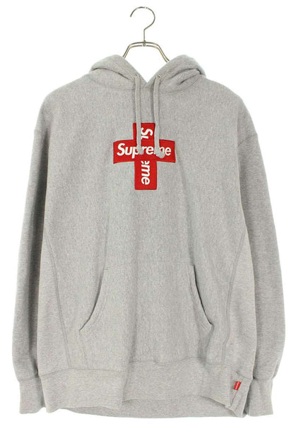 Supreme 20AW Cross Box Logo Hooded Sweatshirt Gray Size M