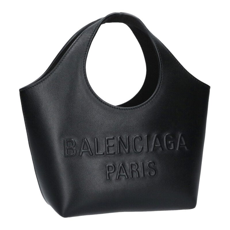 Balenciaga XS 747036 Logo Leather Handbag Black One Size