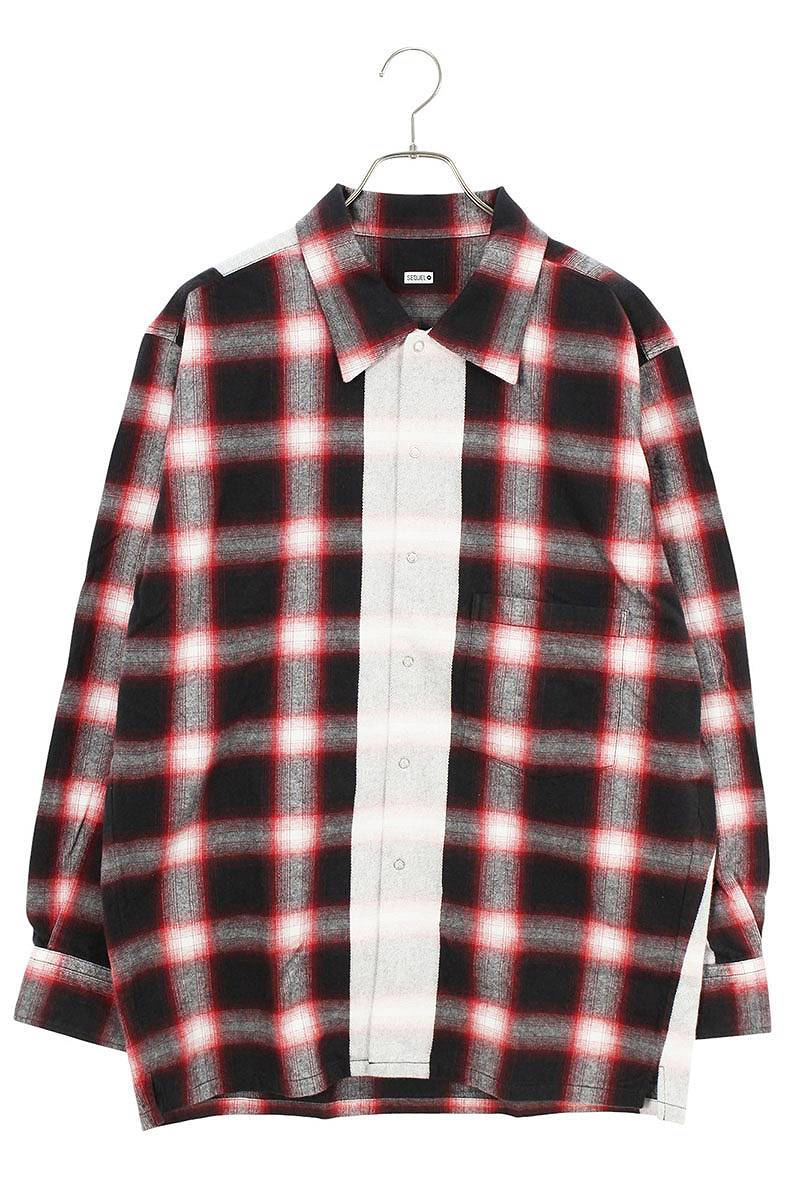 SEQUEL 23AW Long Sleeve Shirt Red x White Size M