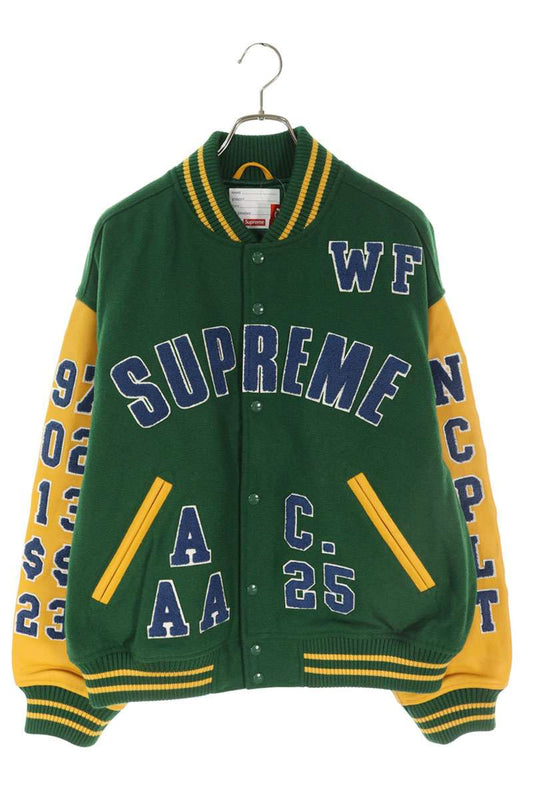 Supreme 25SS Praises Varsity Jacket Logo Patchwork Blouson Green Size L