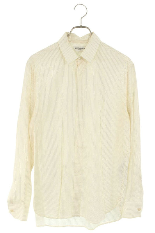 Saint Laurent Paris Striped Silk Long Sleeve Shirt Size XS