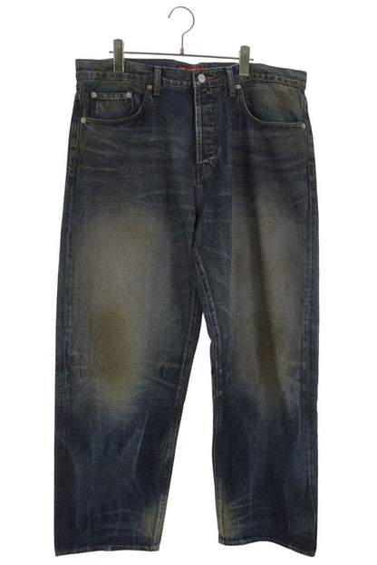 Supreme 25AW Distressed Loose Fit Selvedge Jean Denim Pants Blue Size 36