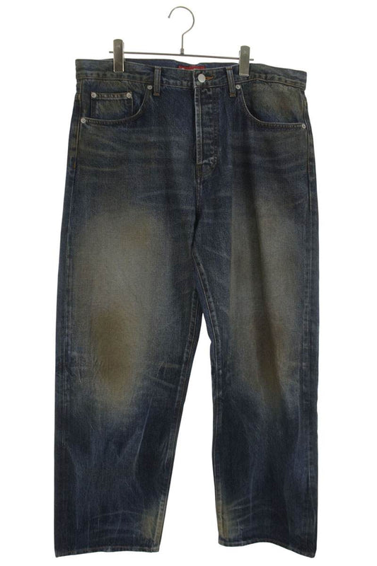 Supreme 25AW Distressed Loose Fit Selvedge Jean Denim Pants Blue Size 36