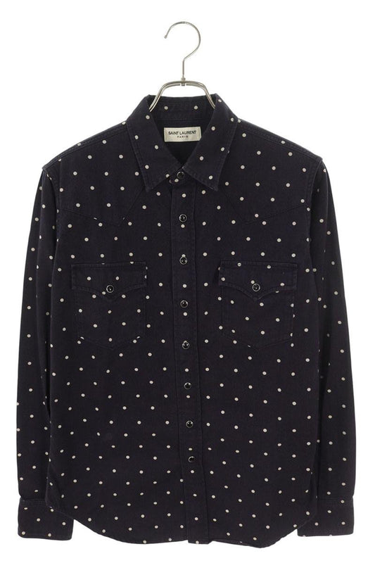 Saint Laurent Paris Long Sleeve Shirt Blue x White Size M