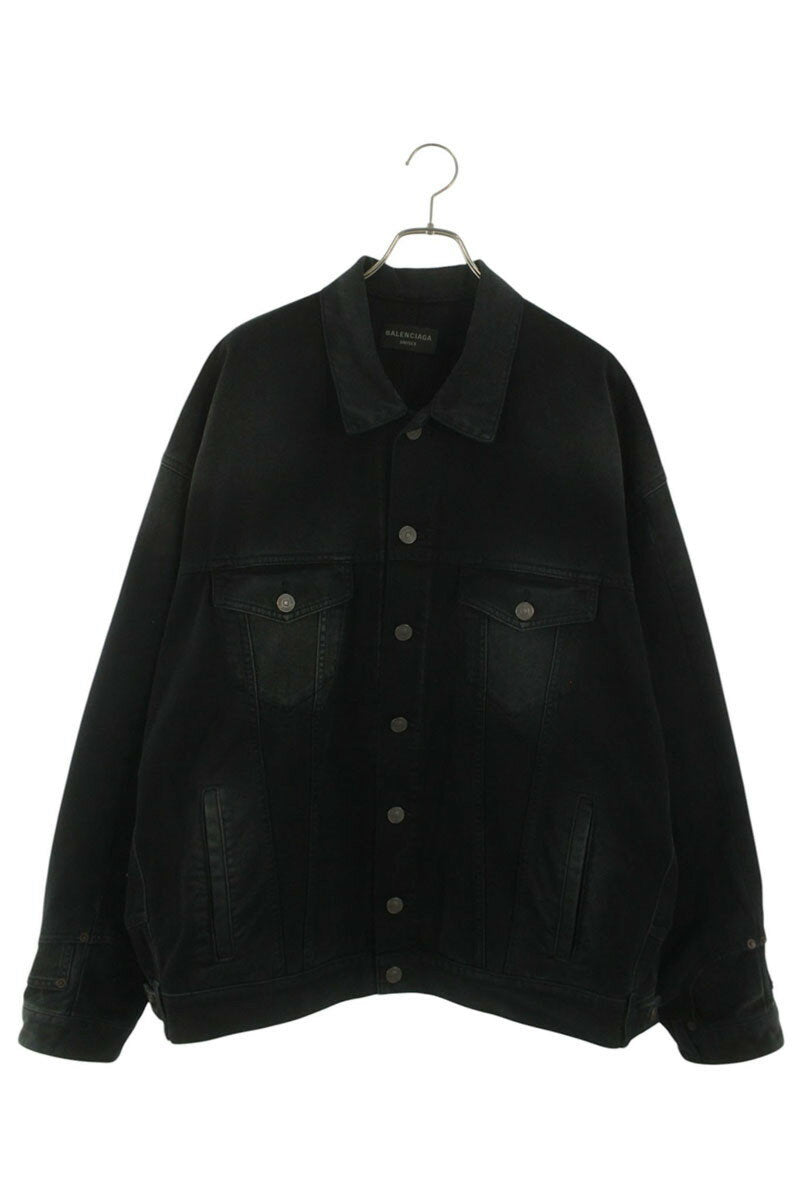 Balenciaga 23AW Washed Reconstructed Denim Jacket Black Size S