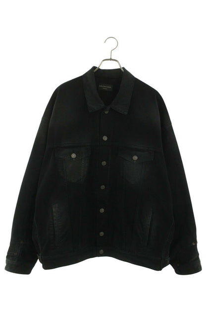 Balenciaga 23AW Washed Reconstructed Denim Jacket Black Size S