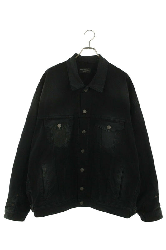 Balenciaga 23AW Washed Reconstructed Denim Jacket Black Size S