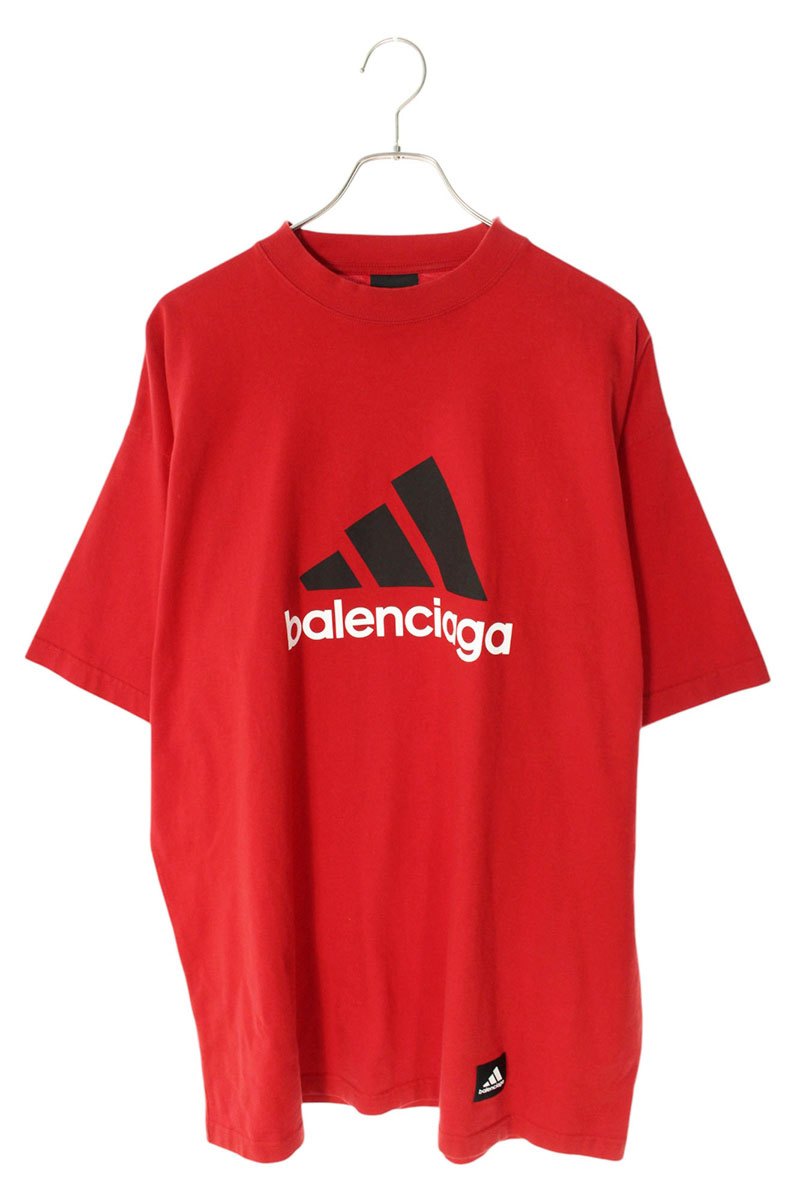 Adidas x Balenciaga 23SS Logo Print Oversized T-Shirt Red Size 2