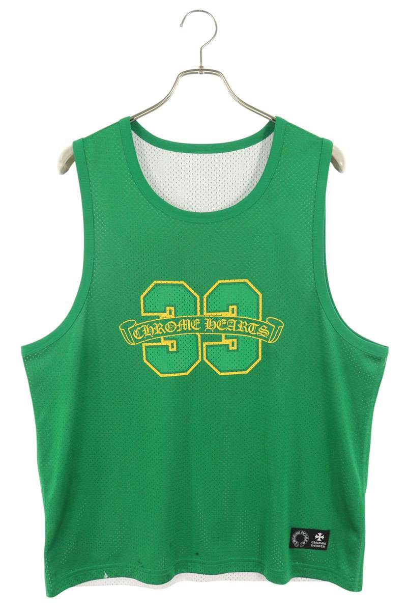 Chrome Hearts MESH WARM UP JERSEY CH Logo Print Tank Top Green Size M