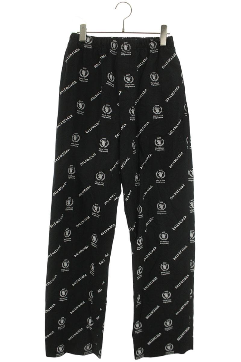 Balenciaga Logo All-Over Print Long Pants Black Size 42
