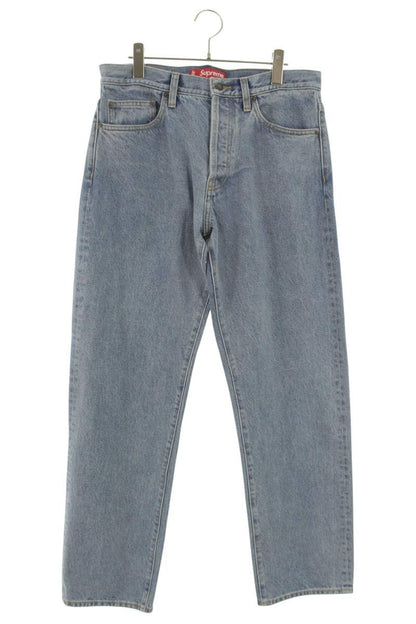 Supreme 26SS Logo Embroidered Denim Pants Blue Size 30