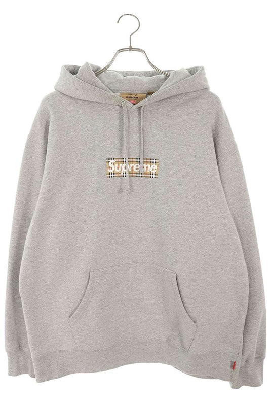 Supreme x Burberry 22SS Burberry Box Logo Hooded Sweatshirt Gray Size L