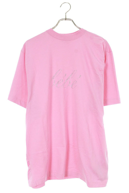 Balenciaga BEBE Rhinestone Oversized T-Shirt Pink Size S