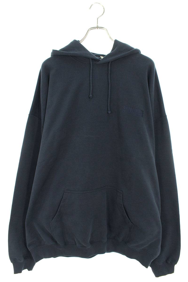 Vetements 24SS logo embroidery Pullover Hoodie Blue Size XS