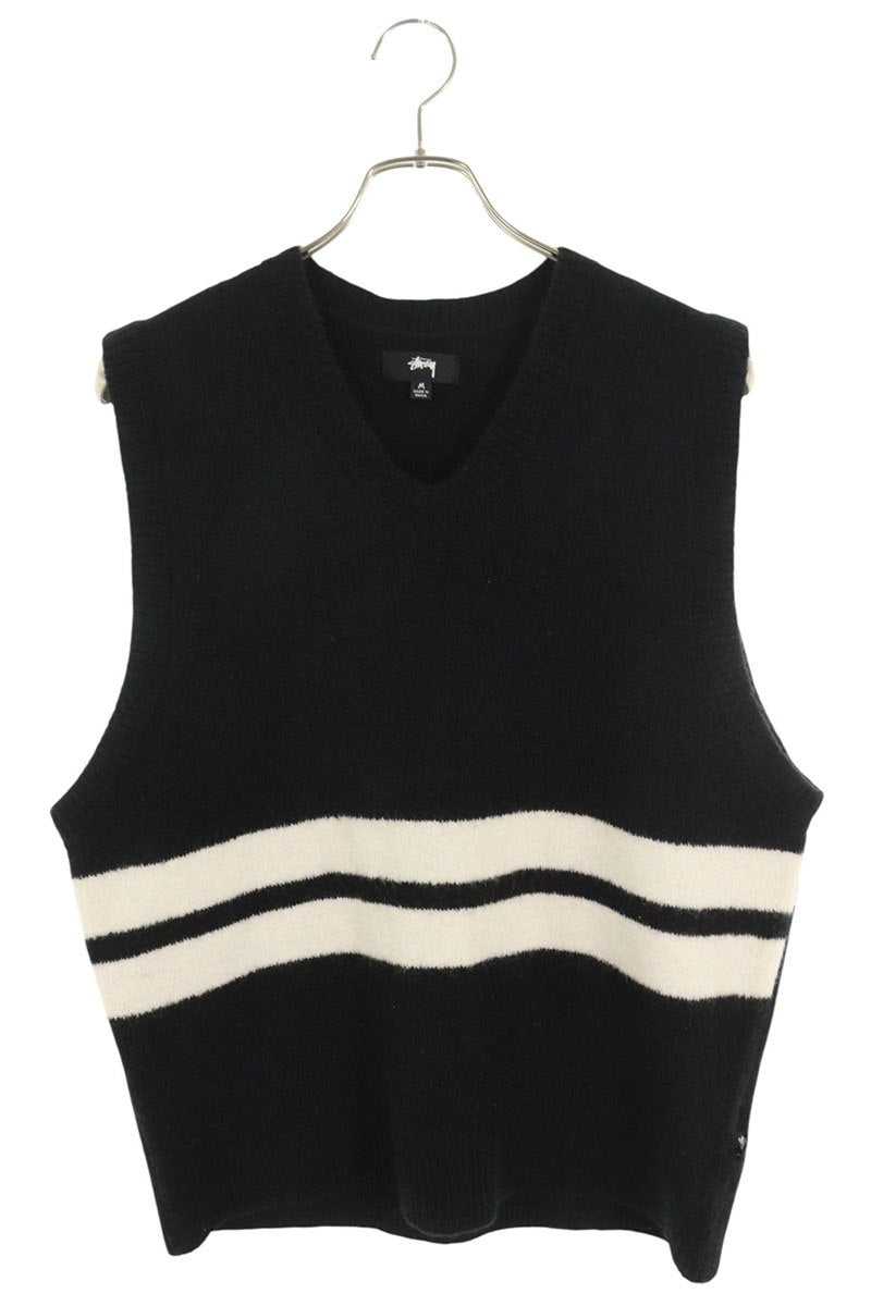 Stussy BRUSHED MOHAIR VEST Black x White Size M
