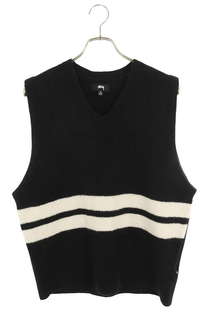 Stussy BRUSHED MOHAIR VEST Black x White Size M