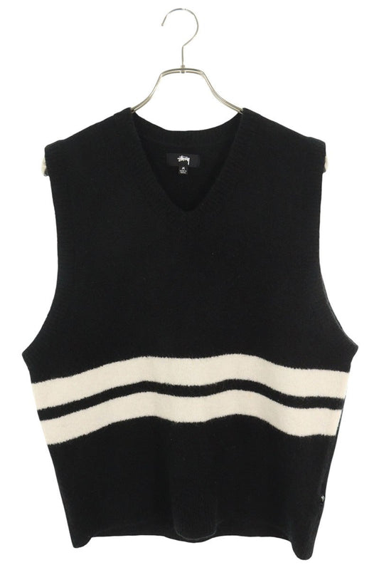 Stussy BRUSHED MOHAIR VEST Black x White Size M