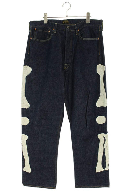 Kapital Embroidered Denim Pants Blue x White Size 36