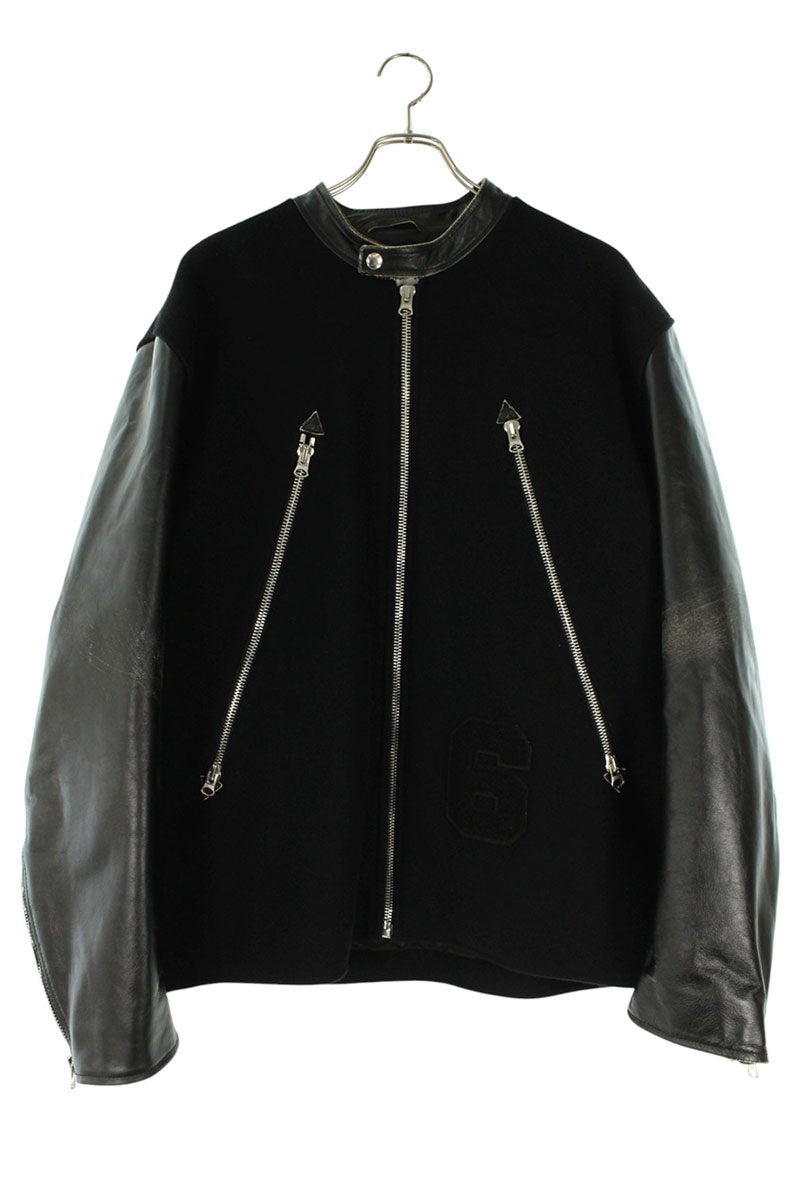 AW S 22AW Leather Wool Blouson Black Size M