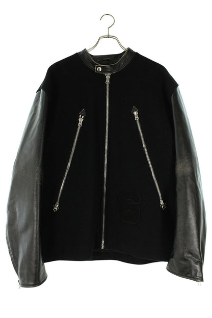 AW S 22AW Leather Wool Blouson Black Size M