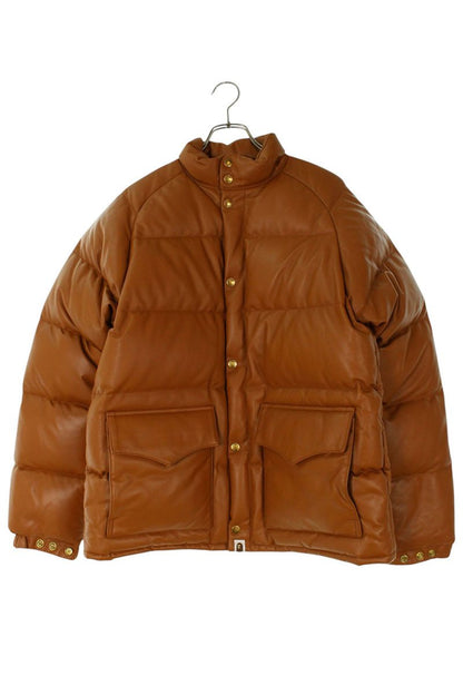Bape Leather Down Jacket Brown Size M
