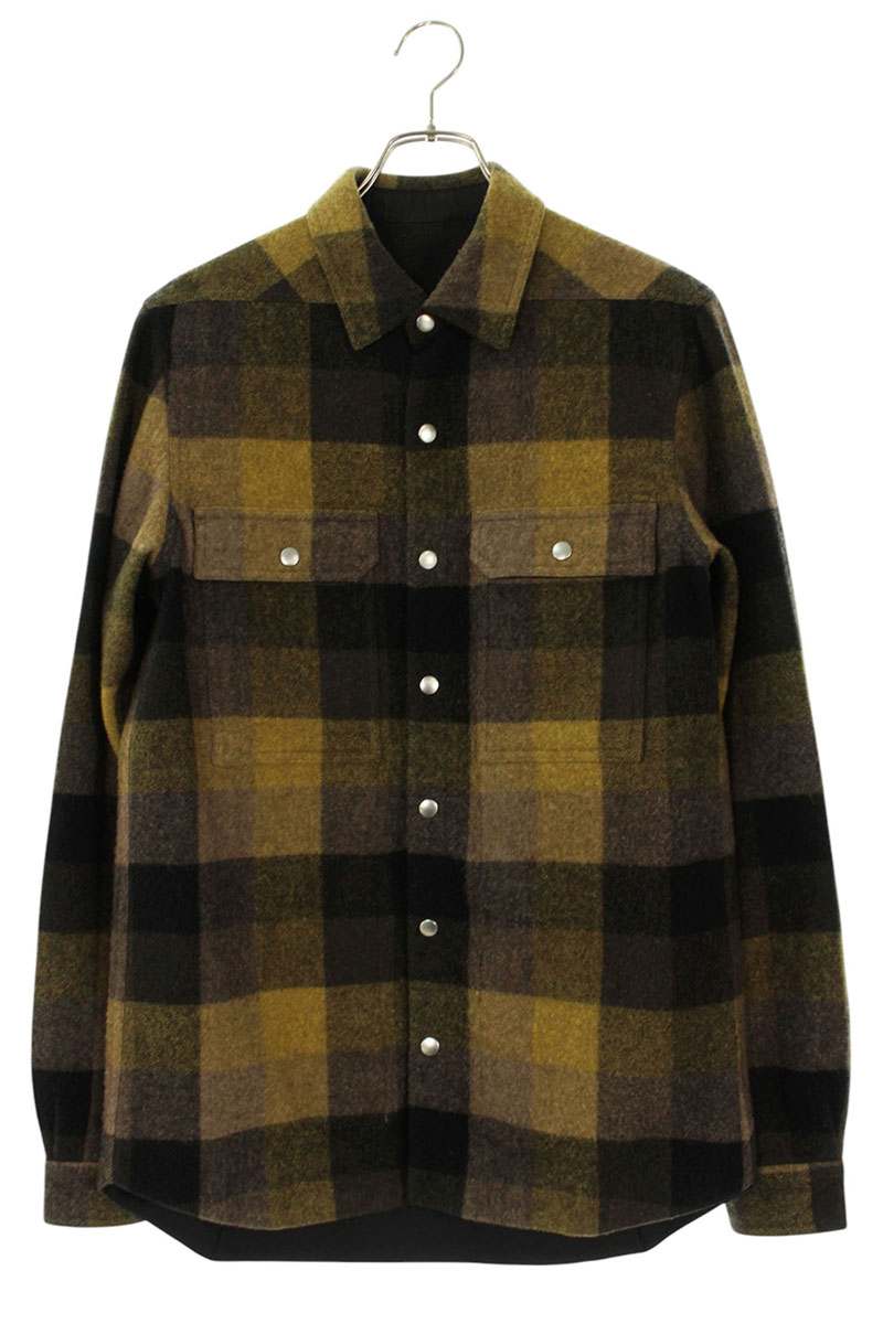 Rick Owens Check Wool Overshirt Yellow/Brown Size S