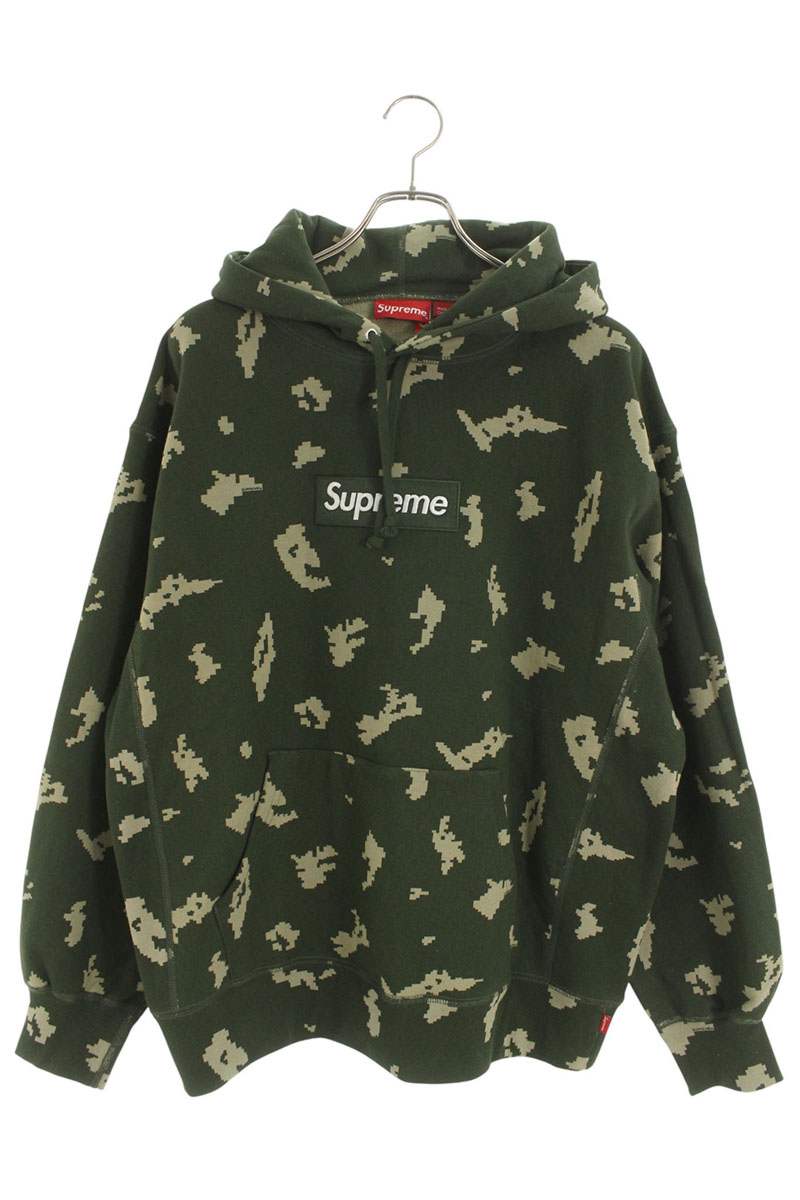 Supreme 21AW Box Logo Hooded Sweatshirt Green x White Size L