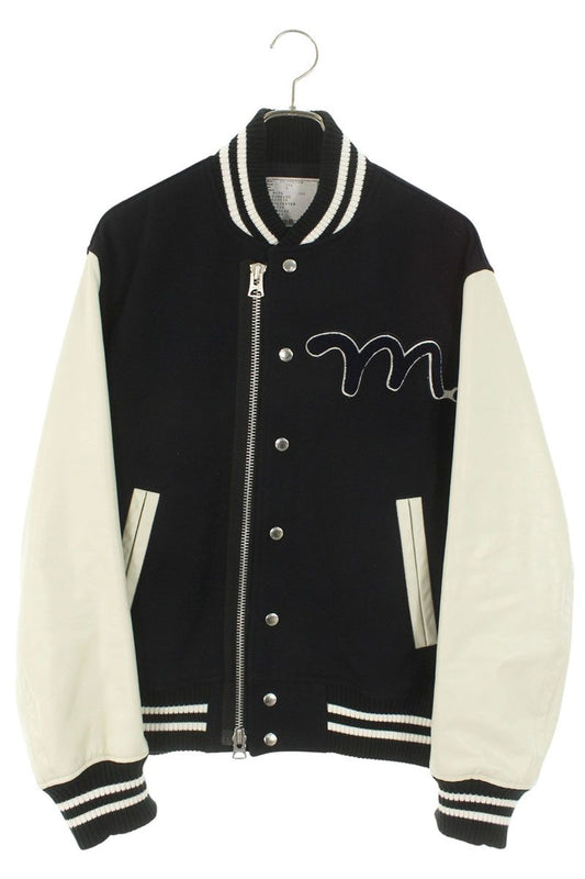 Sacai 22AW Leather Wool Blouson Black x White Size 2