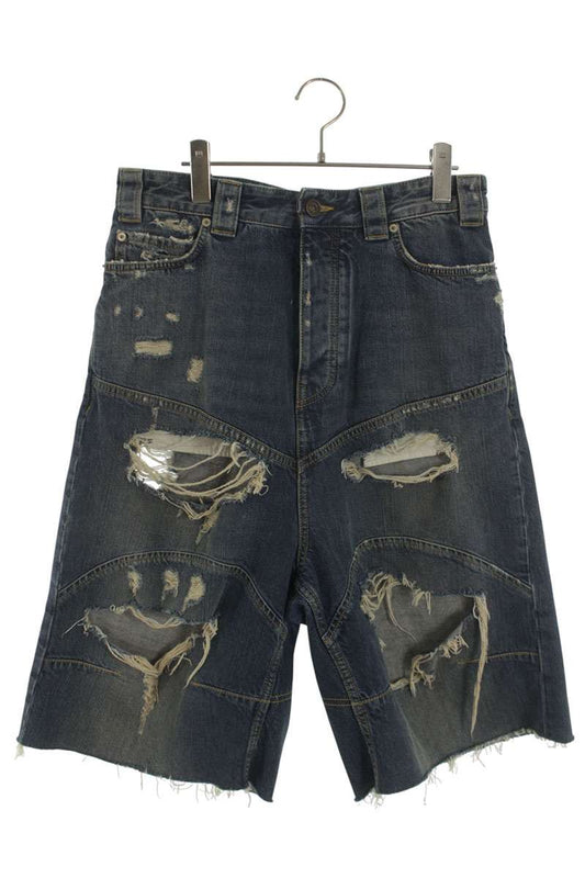 BALENCIAGA Distressed Baggy Denim Shorts Blue Size 28