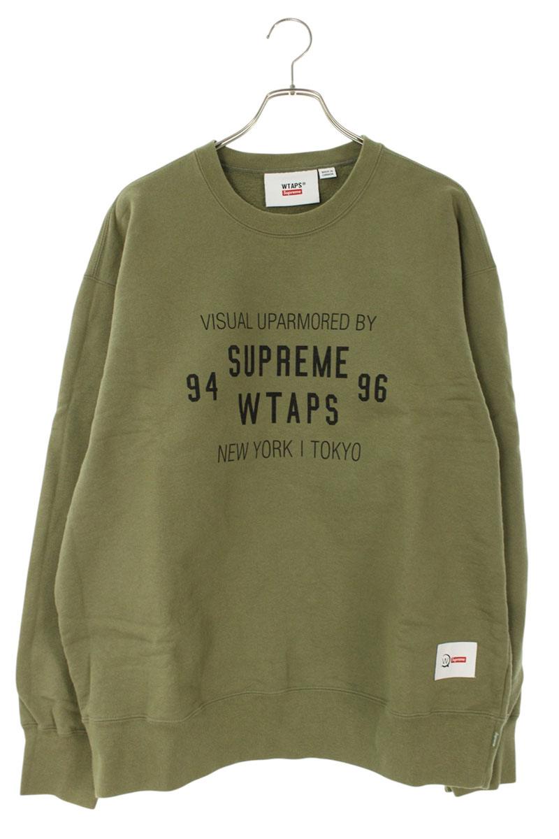Supreme x Wtaps 21AW Logo Print Crewneck Sweatshirt Green Size L