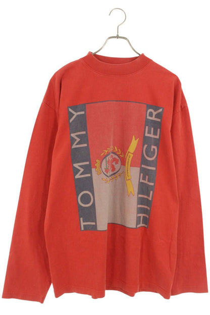 Vetements 18SS Logo Print Oversized Long Sleeve T-Shirt Red Size XS