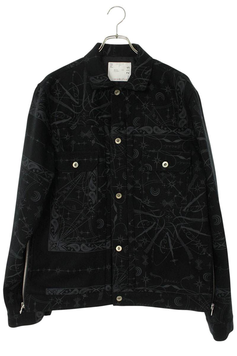Sacai 20AW Print Blouson Black x Gray Size L