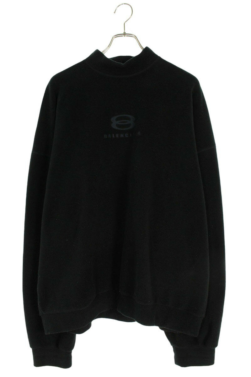 Balenciaga 23AW logo embroidery Fleece Sweatshirt Black Size XXS