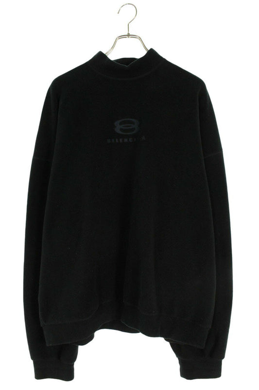 Balenciaga 23AW logo embroidery Fleece Sweatshirt Black Size XXS
