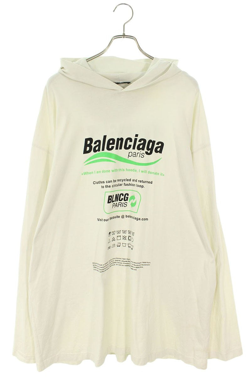 Balenciaga Logo Print Oversized Long Sleeve T-Shirt White Size M