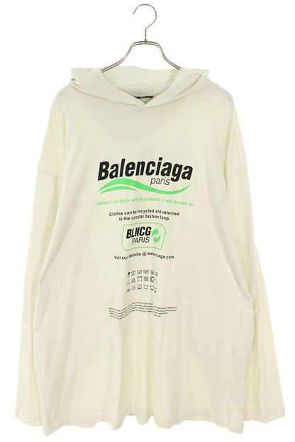 Balenciaga Logo Print Oversized Long Sleeve T-Shirt White Size M