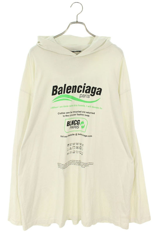 Balenciaga Logo Print Oversized Long Sleeve T-Shirt White Size M