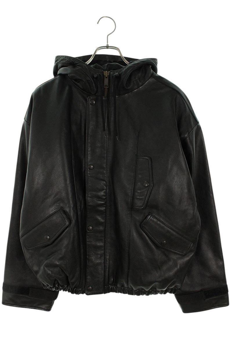 Supreme x FRANCOIS GIRBAUD 25SS Hooded Leather Flight Bomber Jacket Black Size S