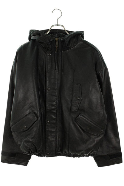 Supreme x FRANCOIS GIRBAUD 25SS Hooded Leather Flight Bomber Jacket Black Size S