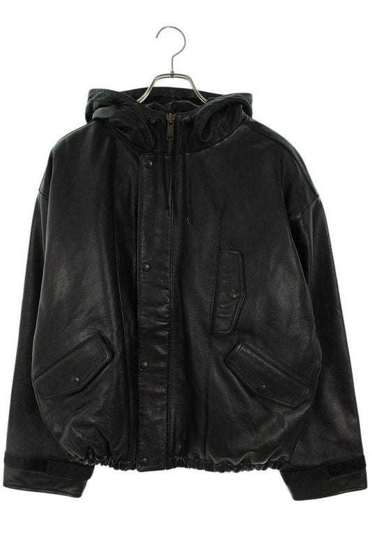 Supreme x FRANCOIS GIRBAUD 25SS Hooded Leather Flight Bomber Jacket Black Size S