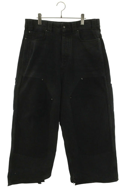 BALENCIAGA Grunge Ripped Baggy Denim Pants Black Size 30
